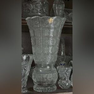 Beautiful Bohemia  Quinn Lace hand cut large vase No issues